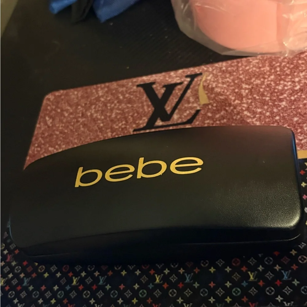 Bebe Black‎ w/ Sunglasses Case with Gold Logo